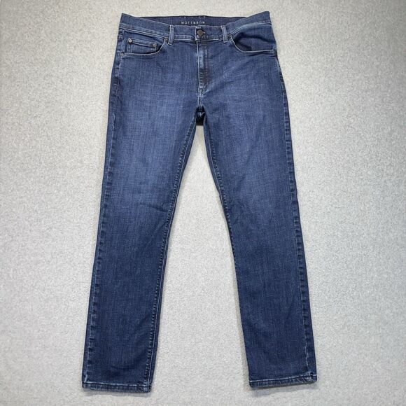 Mott & Bow Wooster Jeans Mens 35x32 Blue Slim Straight Casual Denim - Picture 1 of 12